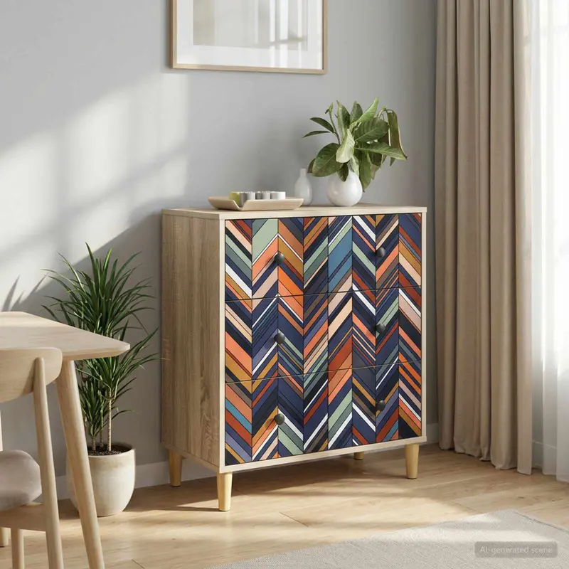 Vidaxl ladekast ommen geometrische print 66 x 36,5 x 75 cm sonoma