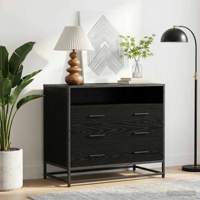 Vidaxl ladenkast 3-lade zwart eiken 70 x 41 x 70 cm bewerkt hout