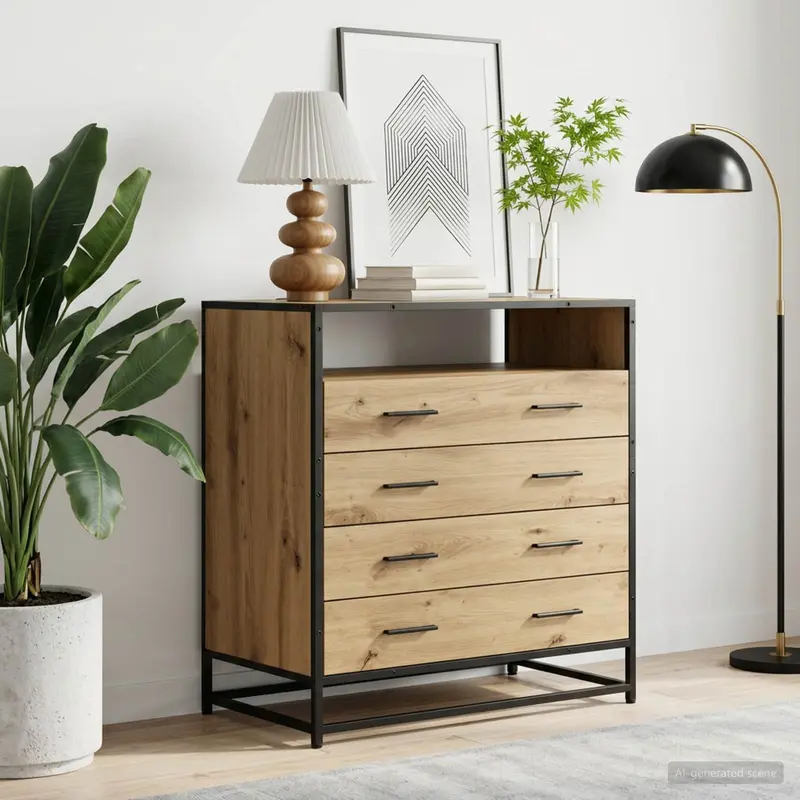 Vidaxl ladenkast 4-lade artisanaal eiken 70 x 41 x 83,5 cm