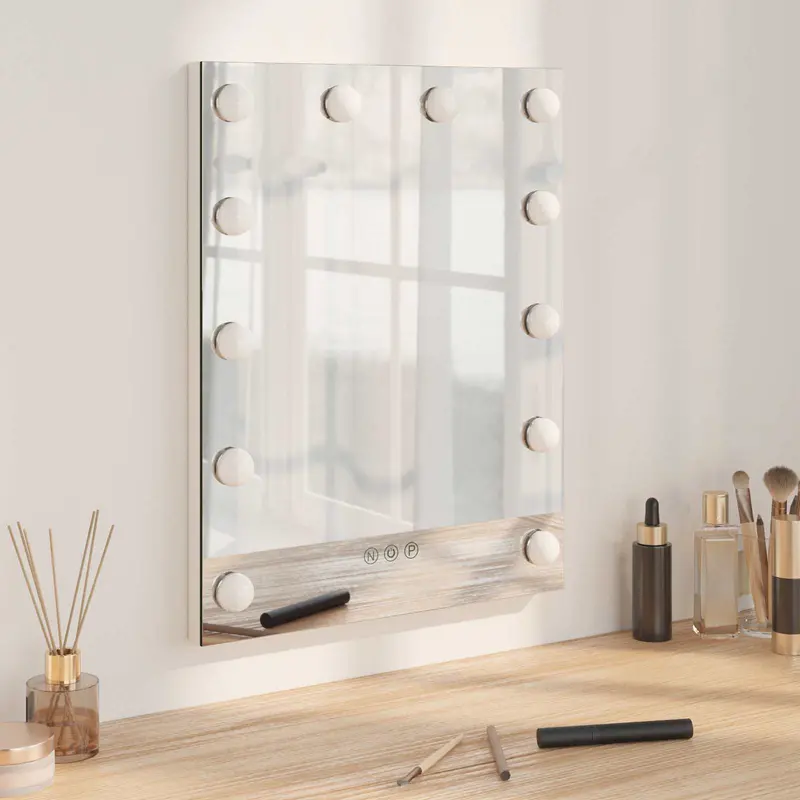 Vidaxl led make-up spiegel wit 44 x 10 x 53 cm glas en staal