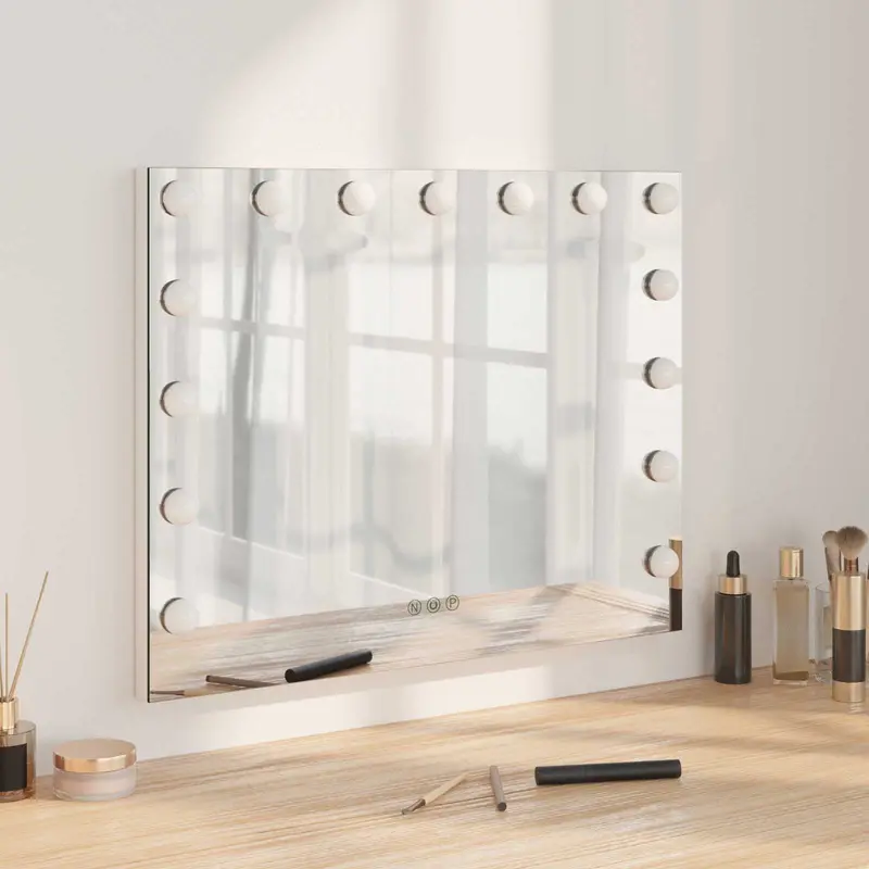Vidaxl led make-up spiegel wit 58 x 10 x 47 cm glas en staal