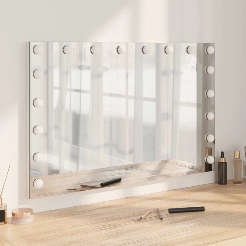 Vidaxl led make-up spiegel wit 80 x 10 x 52,5 cm glas en staal