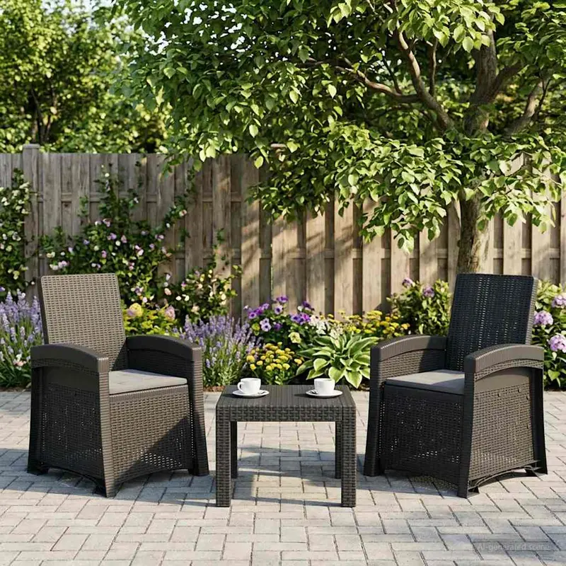 Vidaxl ligstoel in rietenlook 2 st antracietkleurig pp