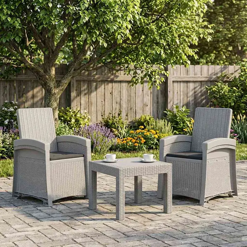 Vidaxl ligstoel in rietenlook 2 st wit en antracietkleurig pp