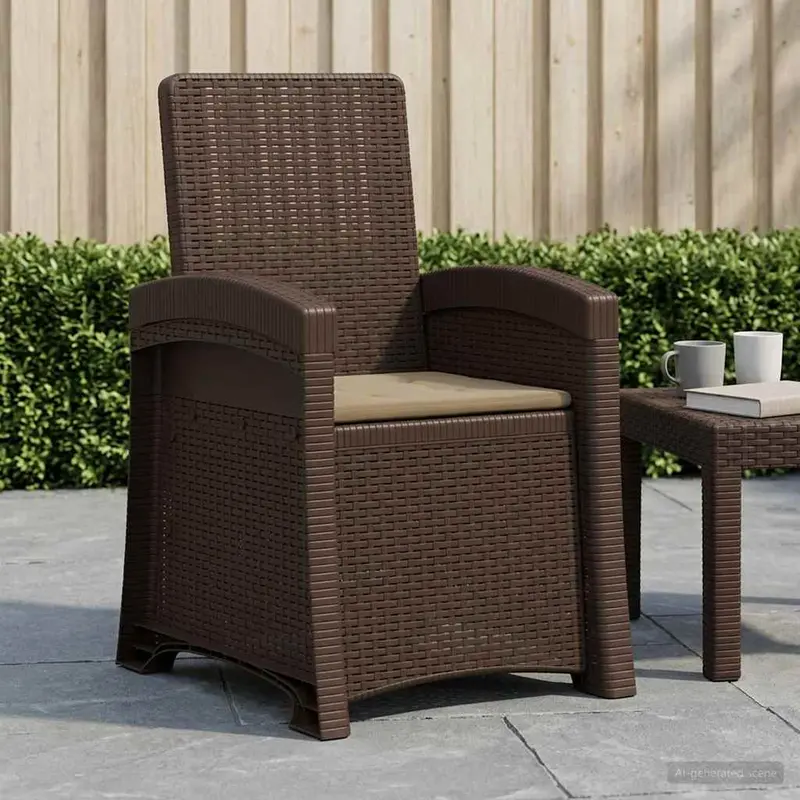 Vidaxl ligstoel in rietenlook bruin en taupe pp