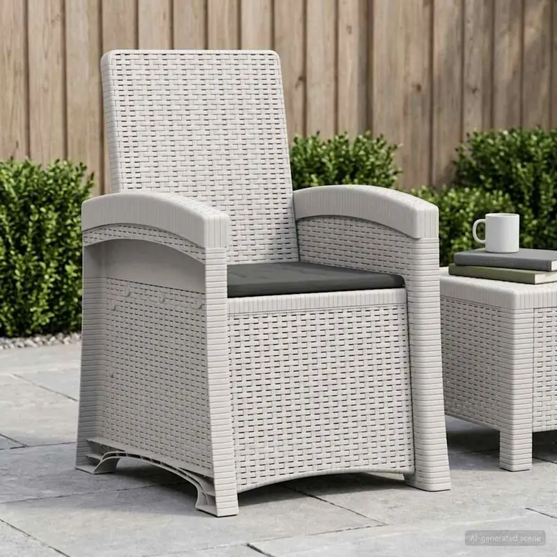 Vidaxl ligstoel in rietenlook wit en antracietkleurig pp