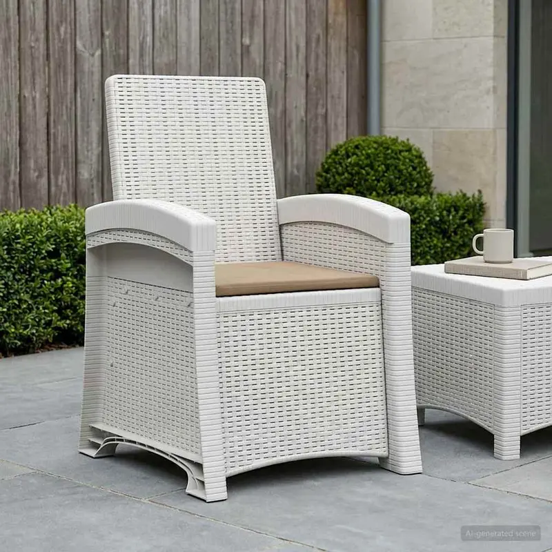 Vidaxl ligstoel in rietenlook wit en taupe pp