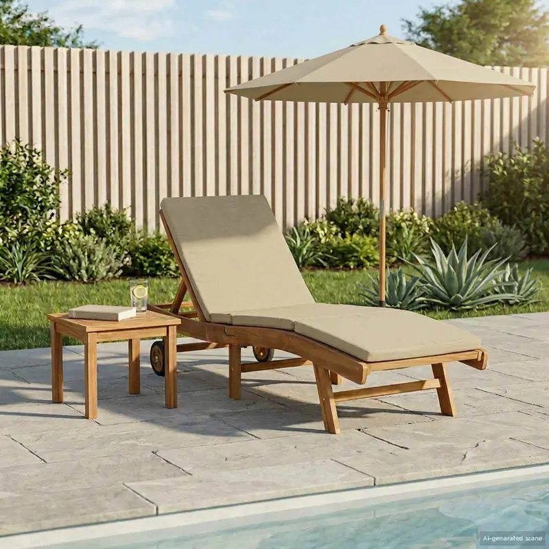 Vidaxl ligstoel polyester bruin en beige