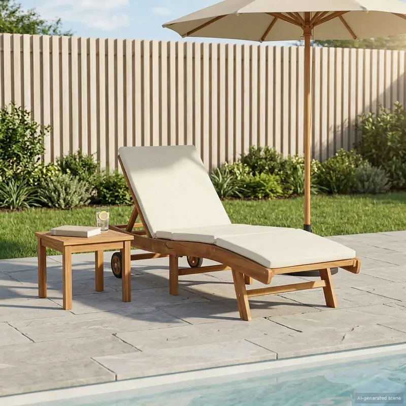Vidaxl ligstoel polyester bruin en crèmekleurig