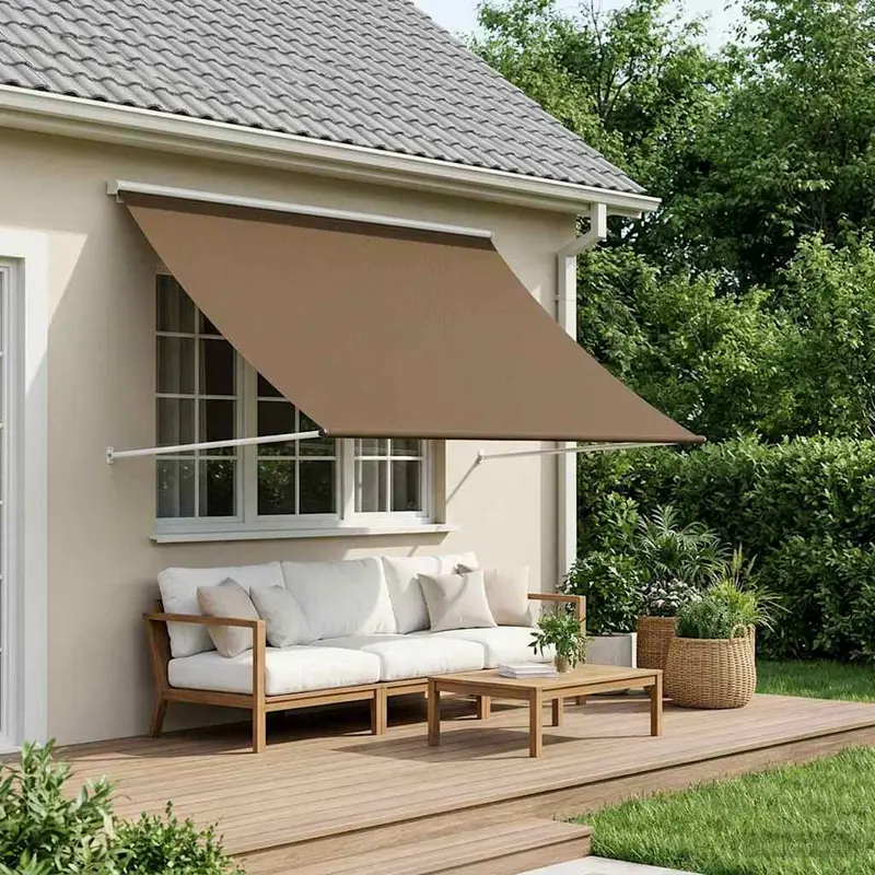 Vidaxl markies taupe 350 x 150 cm 180 g m² polyester met pu coating