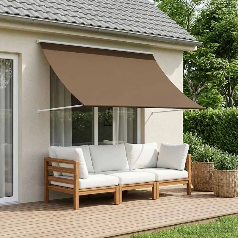 Vidaxl markies taupe 400 x 150 cm 180 g m² polyester met pu coating
