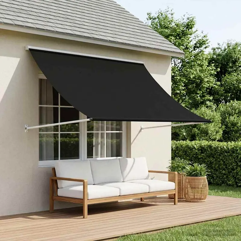 Vidaxl markies zwart 350 x 150 cm 180 g m² polyester met pu coating