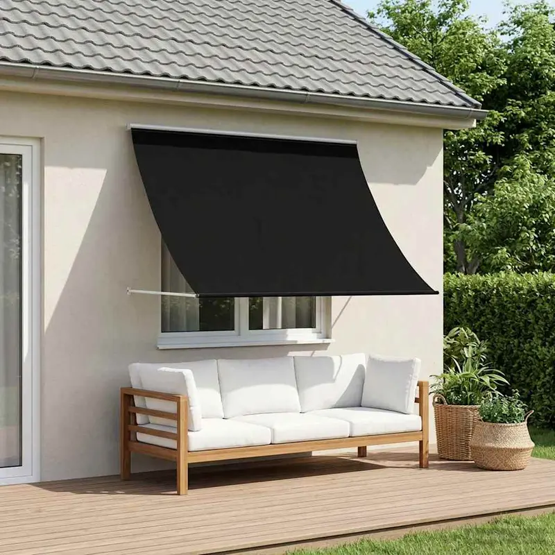 Vidaxl markies zwart 400 x 150 cm 180 g m² polyester met pu coating