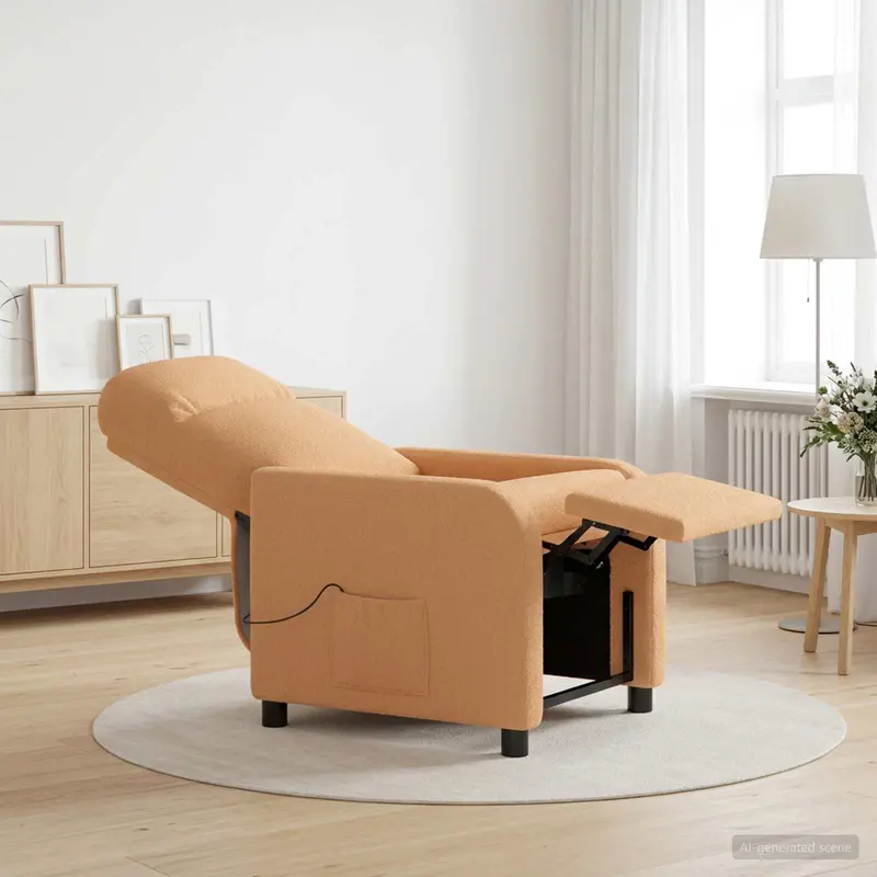 Vidaxl massage recliner beige bouclé