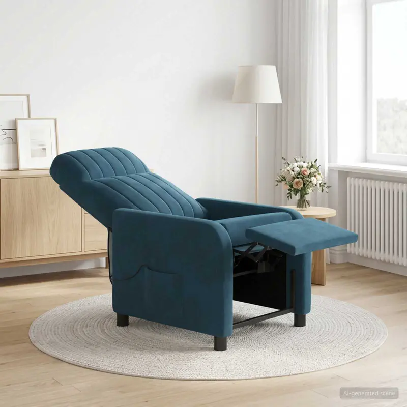 Vidaxl massage recliner blauw fluweel