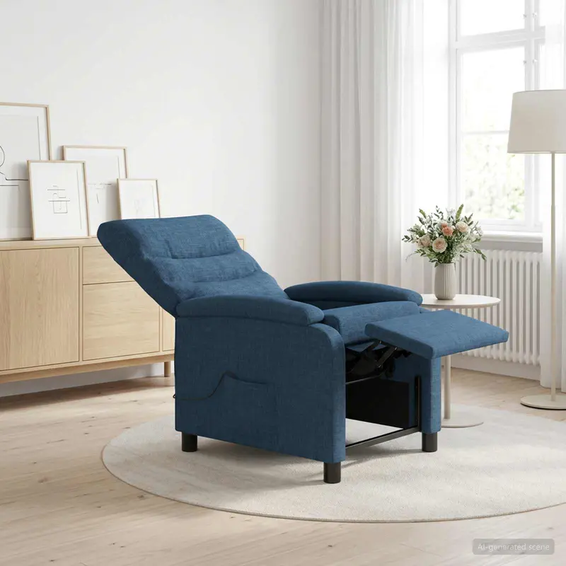 Vidaxl massage recliner blauw stof