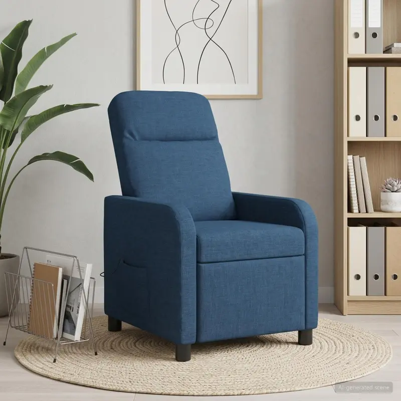 Vidaxl massage recliner blauw stof