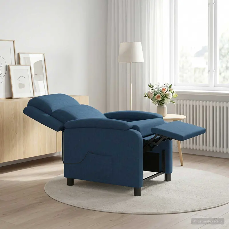 Vidaxl massage recliner blauw stof