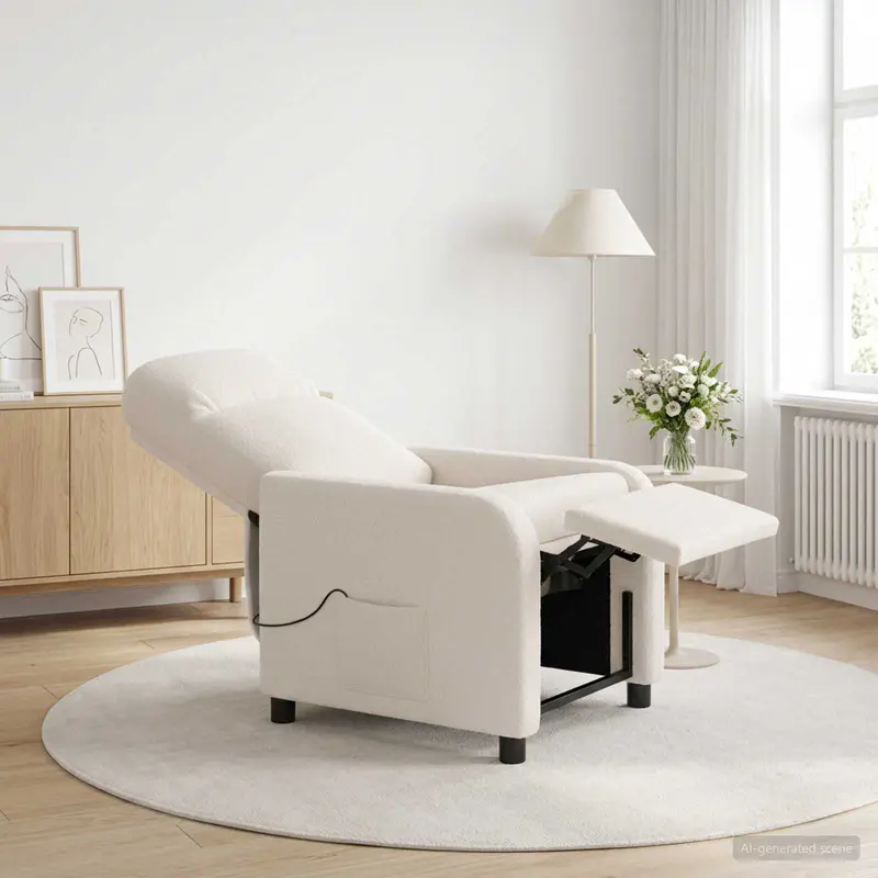 Vidaxl massage recliner crèmekleurig bouclé