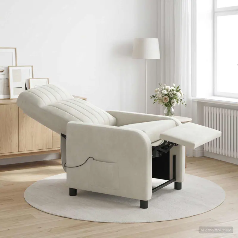Vidaxl massage recliner crèmekleurig fluweel