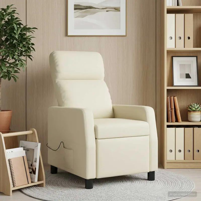 Vidaxl massage recliner crèmekleurig kunstleer