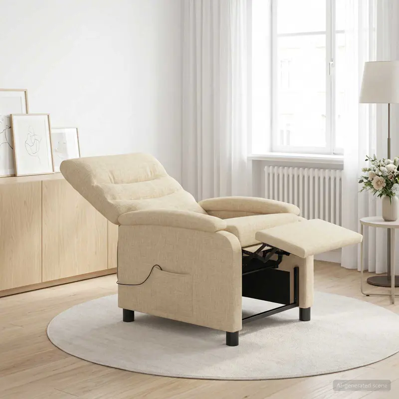Vidaxl massage recliner crèmekleurig stof