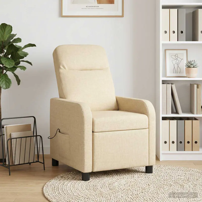Vidaxl massage recliner crèmekleurig stof