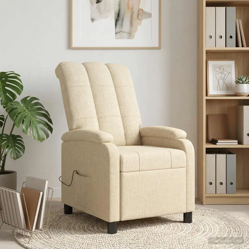 Vidaxl massage recliner crèmekleurig stof