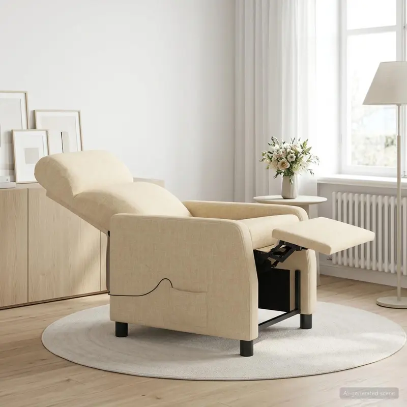 Vidaxl massage recliner crèmekleurig stof