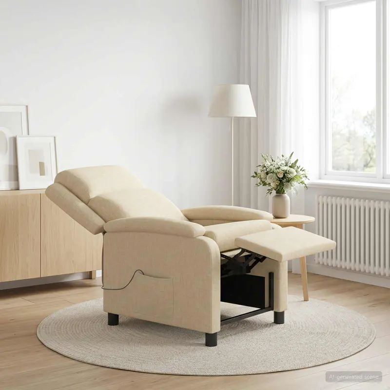 Vidaxl massage recliner crèmekleurig stof