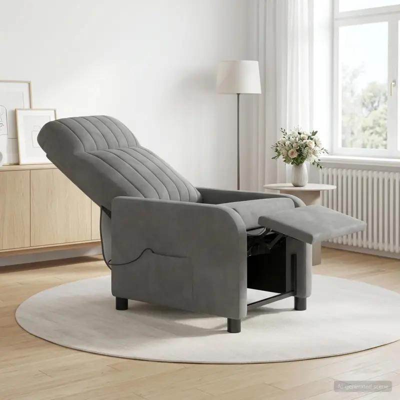 Vidaxl massage recliner donkergrijs fluweel