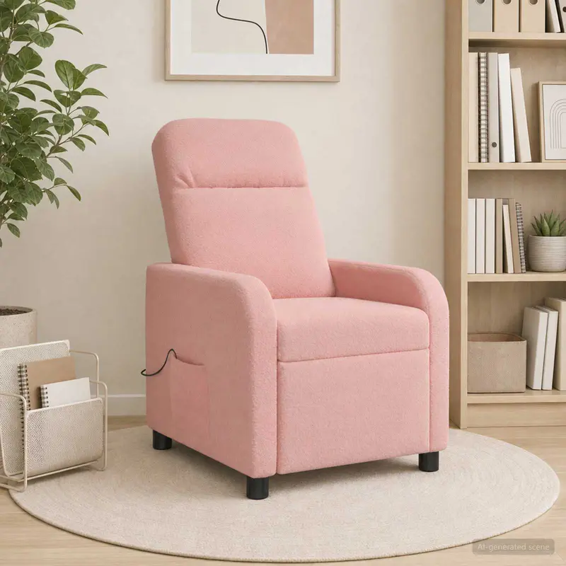 Vidaxl massage recliner roze bouclé