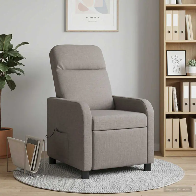 Vidaxl massage recliner taupe stof