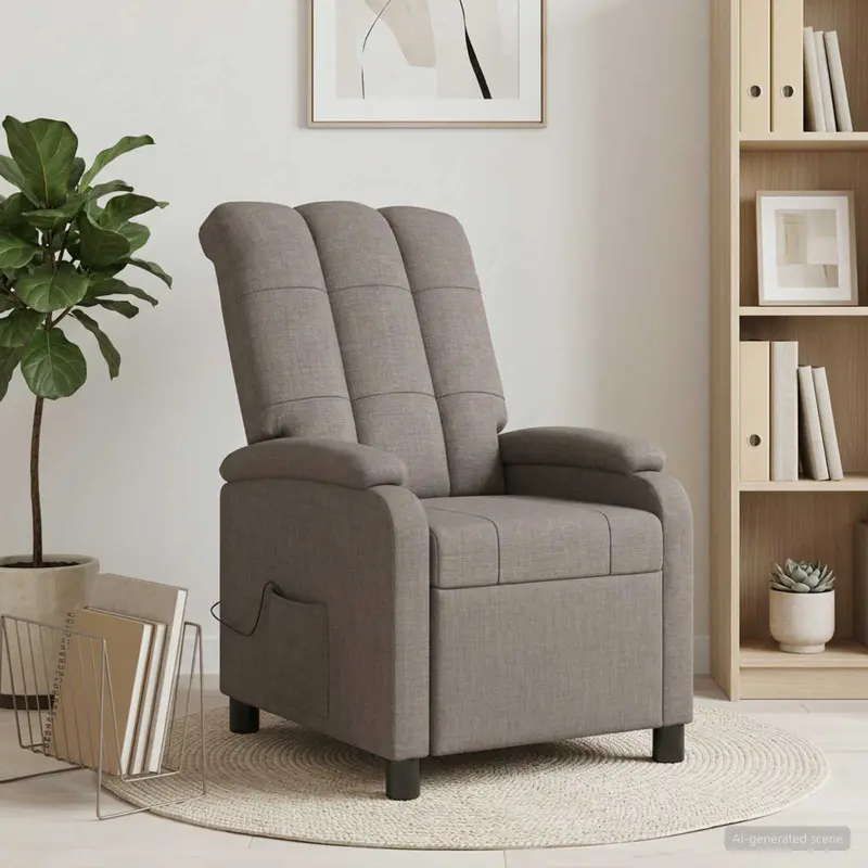 Vidaxl massage recliner taupe stof