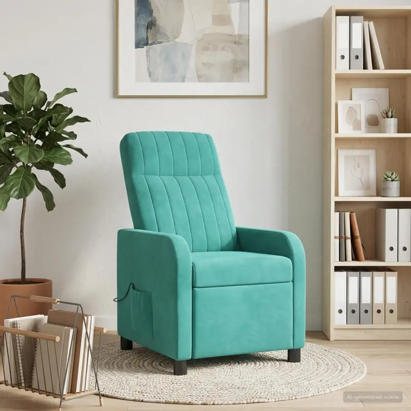 Vidaxl massage recliner turquoise fluweel