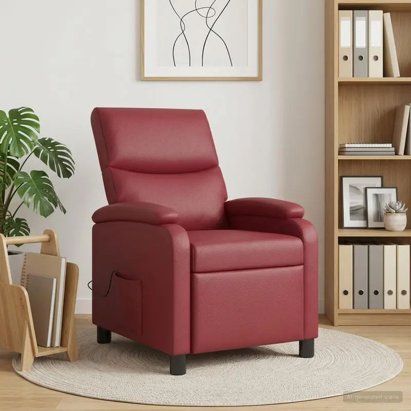 Vidaxl massage recliner wijnrood kunstleer