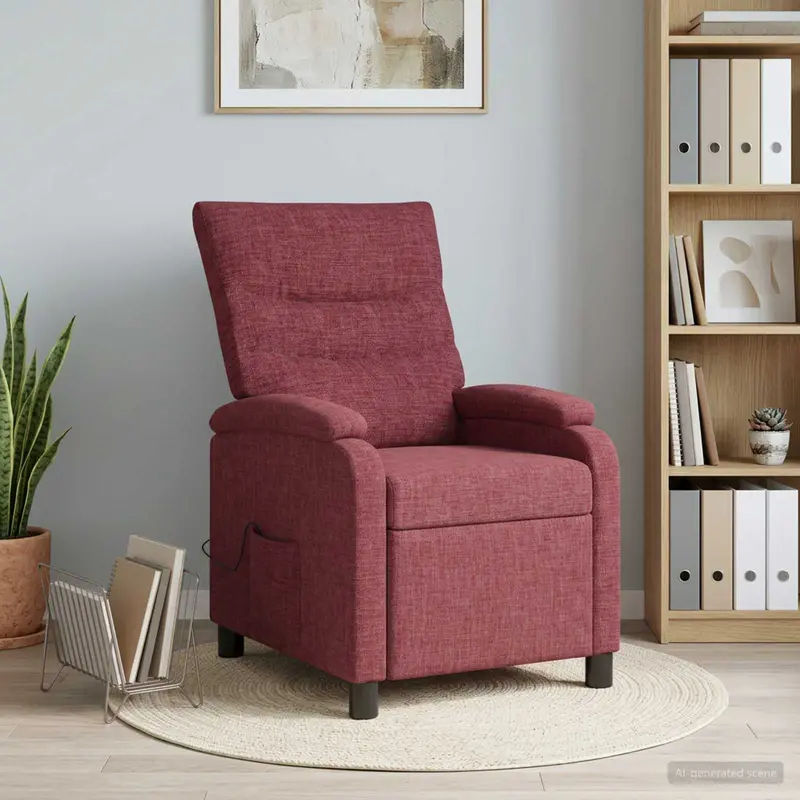 Vidaxl massage recliner wijnrood stof