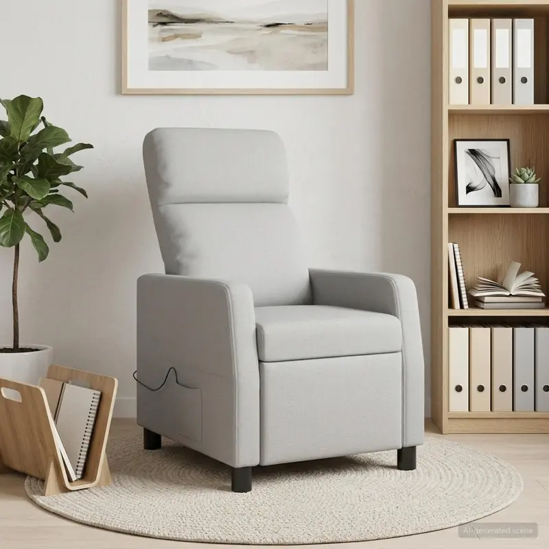 Vidaxl massage recliner wolkengrijs stof