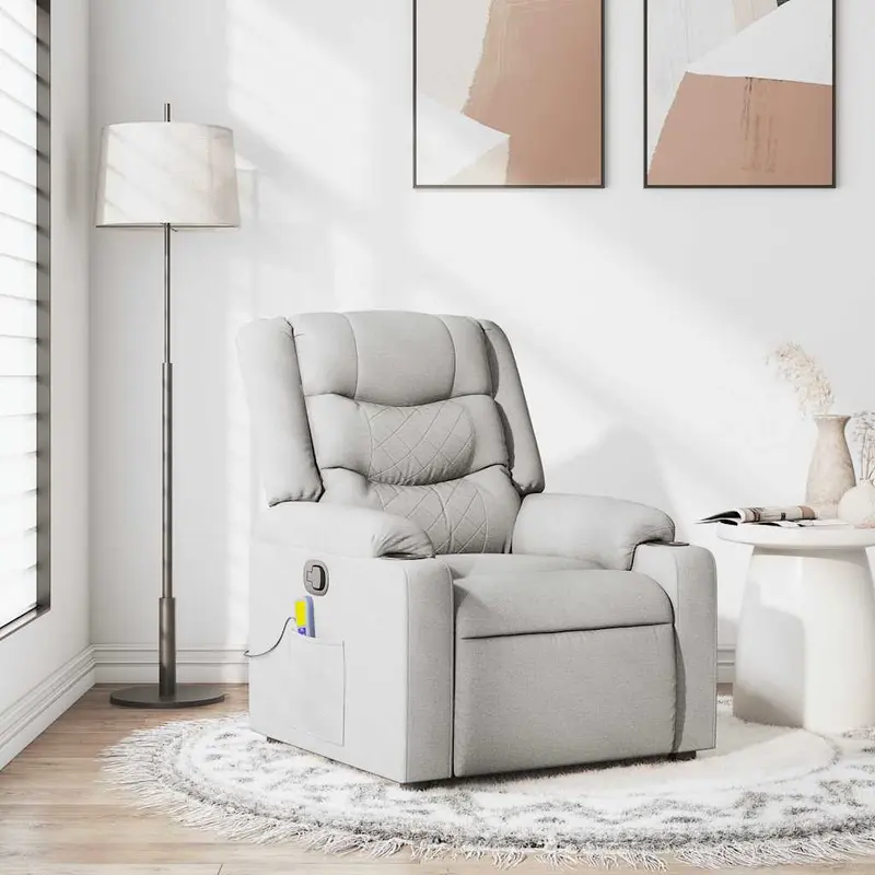 Vidaxl massagestoel verstelbaar stof wolk grijs