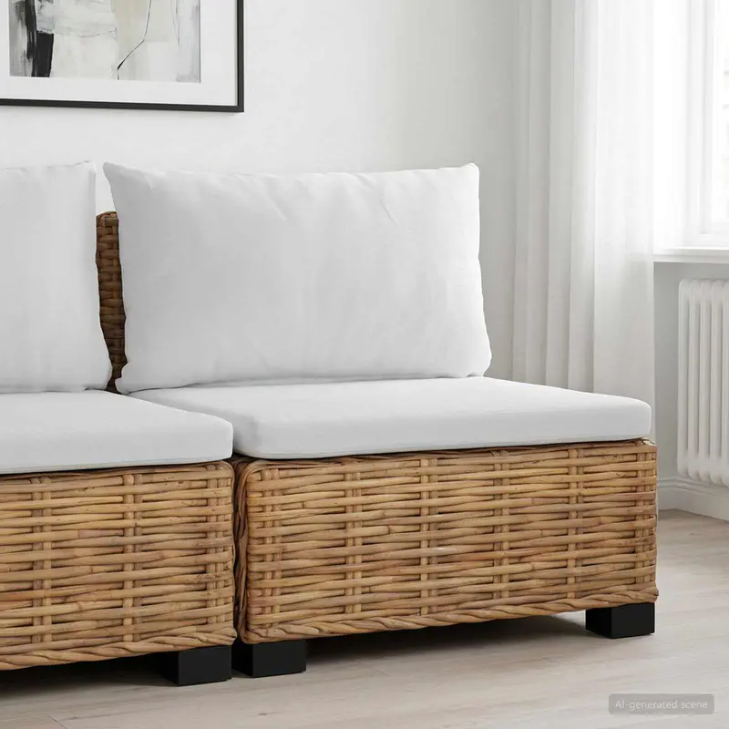 Vidaxl middelgrote bank met kussens gendt natuurlijk rattan naturel