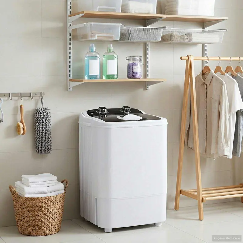 Vidaxl mini wasmachine met enkele wasbak 4,6 kg zwart en wit