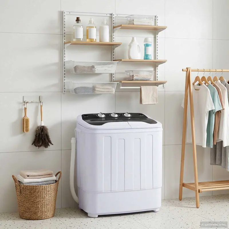 Vidaxl mini wasmachine met twin tub 3,6 kg zwart en wit