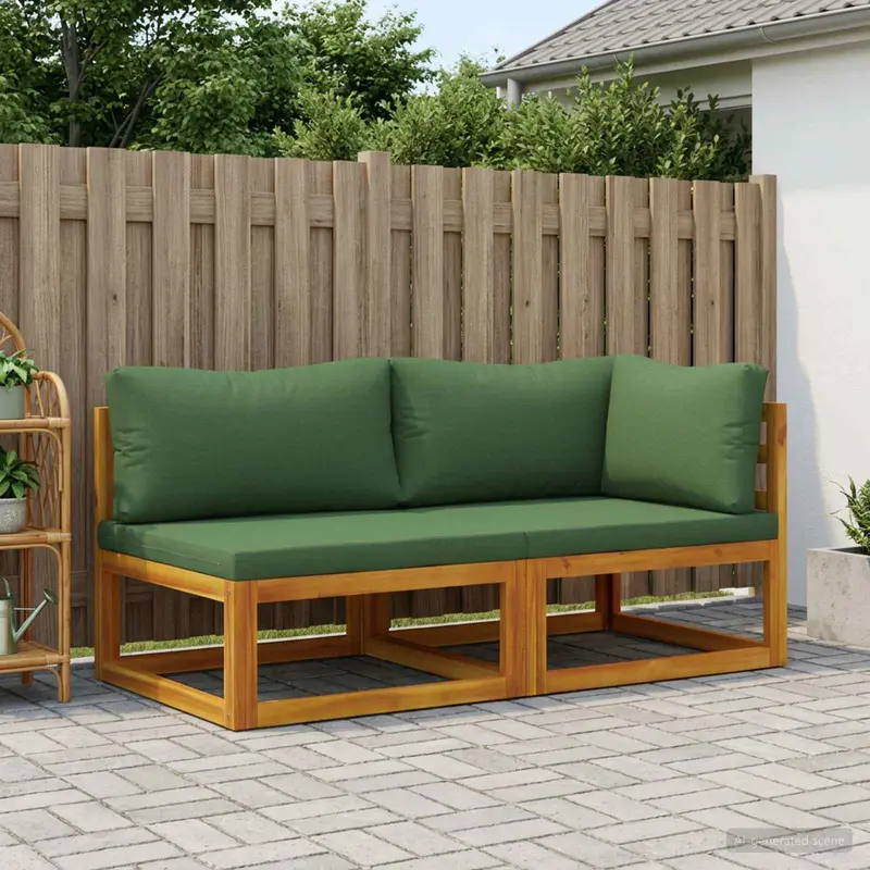 Vidaxl modulaire bankset met kussens 2 st 2-zits massief acaciahout