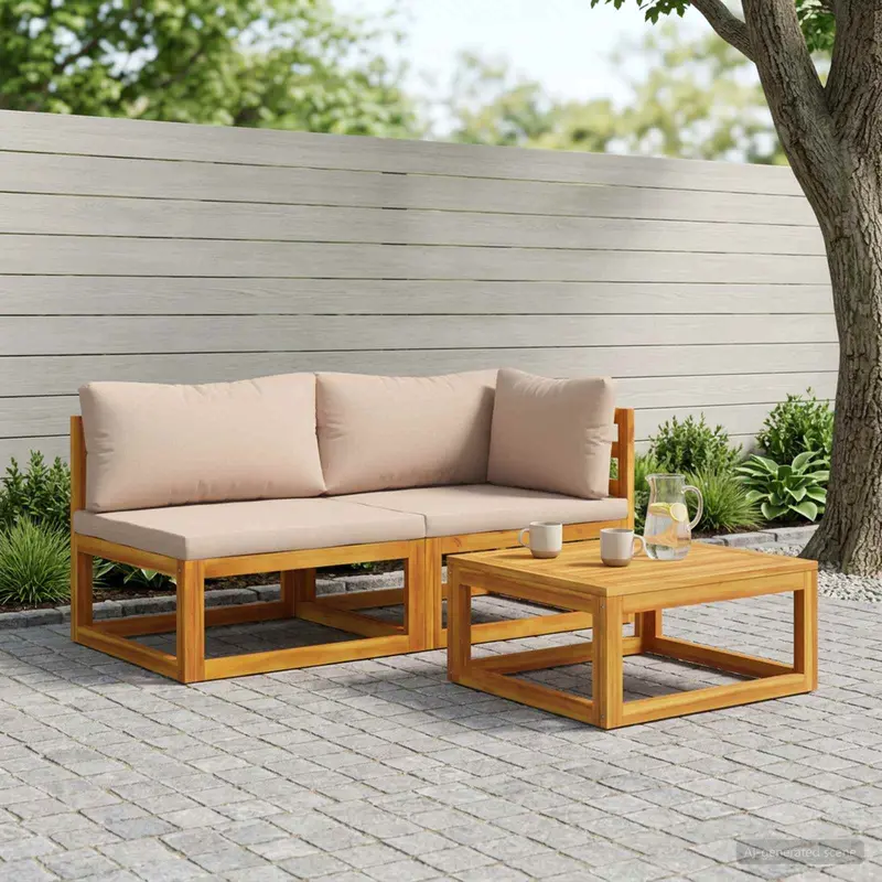 Vidaxl modulaire bankset met kussens 2 st 2-zits massief acaciahout