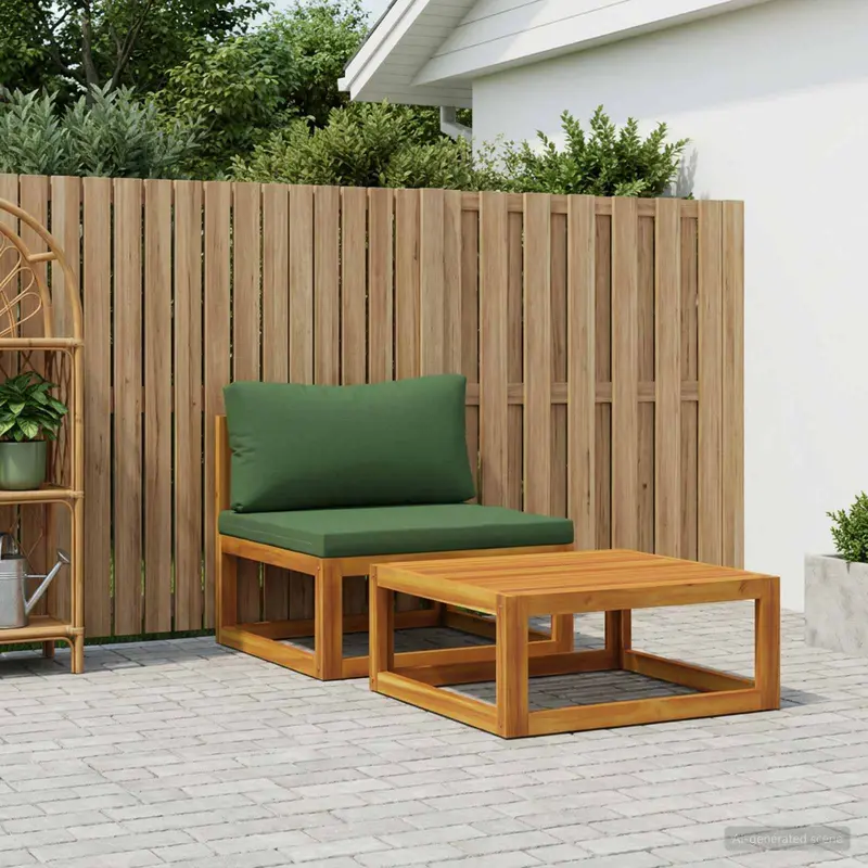 Vidaxl modulaire bankset met kussens 2 st massief acaciahout naturel