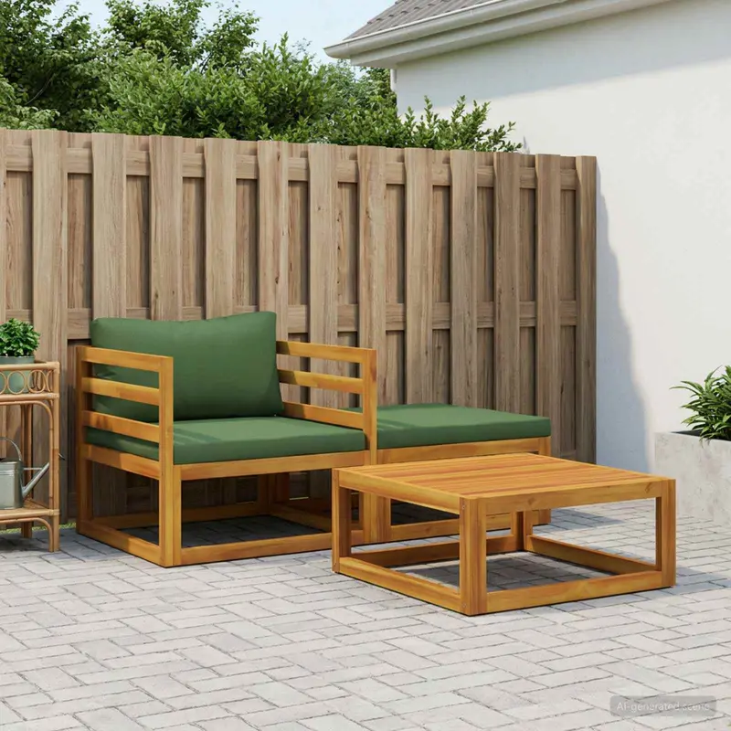 Vidaxl modulaire bankset met kussens 3 st 2-zits massief acaciahout