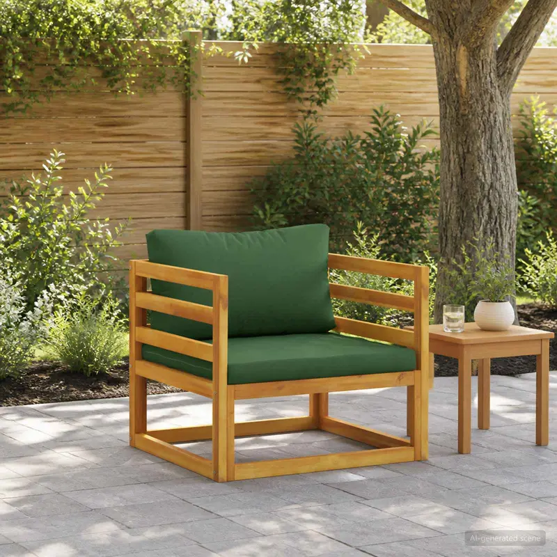 Vidaxl modulaire fauteuil met kussens massief acaciahout naturel