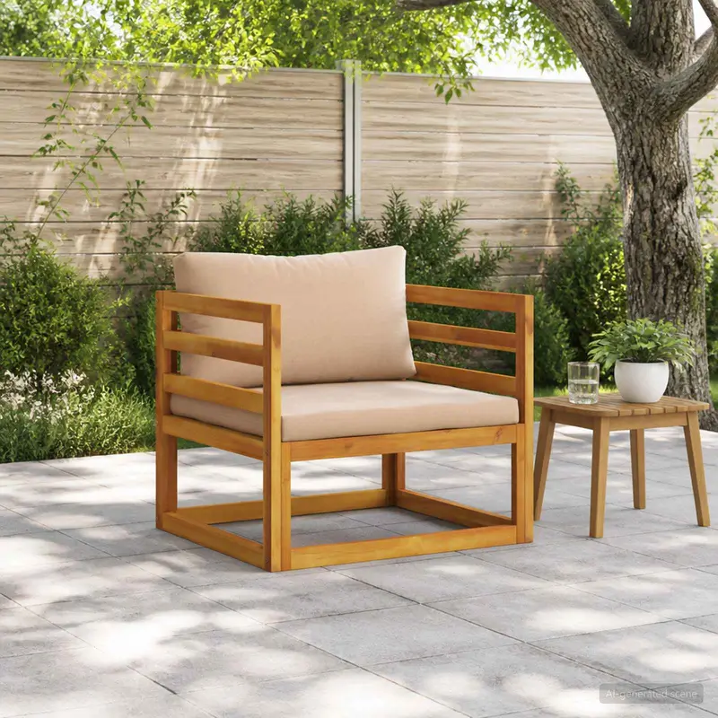 Vidaxl modulaire fauteuil met kussens massief acaciahout naturel