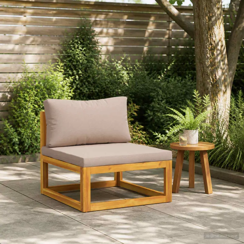 Vidaxl modulaire middenbank met kussens massief acaciahout naturel