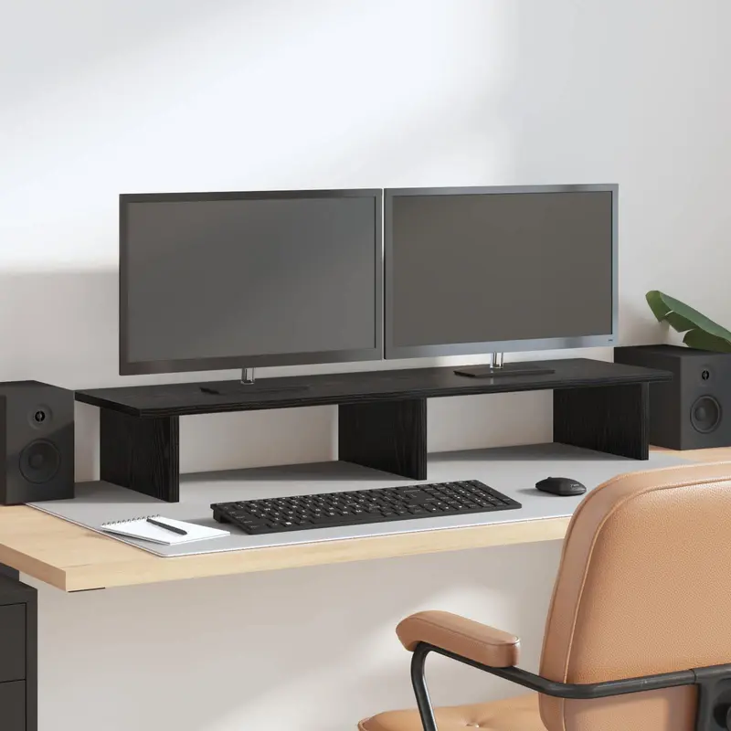 Vidaxl monitor stand zwart eiken 100 x 27 x 15 cm bewerkt hout